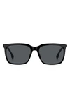 Hugo Boss 57mm Rectangular Sunglasses In Black Grey