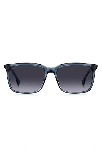 Hugo Boss 57mm Rectangular Sunglasses In Blue Grey