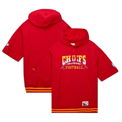 Mitchell & Ness Men's  Red Kansas City Chiefs Pre-game Short Sleeve Pullover Hoodie