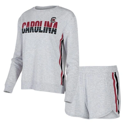 Concepts Sport Gray South Carolina Gamecocks Cedar Tri-blend Long Sleeve T-shirt & Shorts Sleep Set
