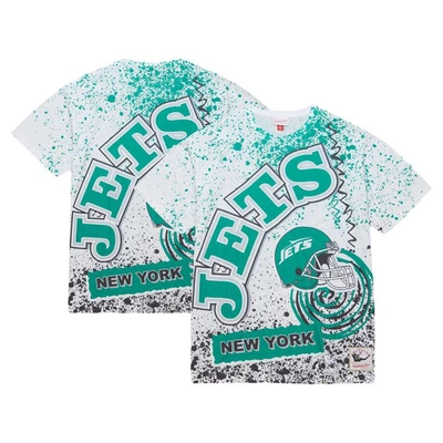 Mitchell & Ness Men's  White New York Jets Team Burst Sublimated T-shirt