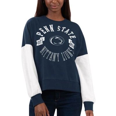 G-iii 4her By Carl Banks Navy/white Penn State Nittany Lions Team Pride Colorblock Pullover Sweatshi In Navy,white