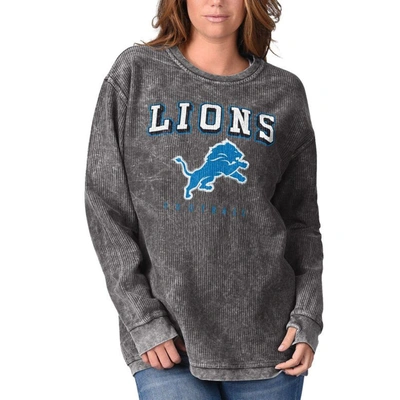 G-iii 4her By Carl Banks Black Detroit Lions Comfy Cord Pullover Sweatshirt