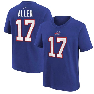 Nike Kids' Youth  Josh Allen Royal Buffalo Bills Player Name & Number T-shirt