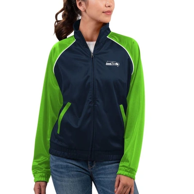 G-iii 4her By Carl Banks Navy Seattle Seahawks Showup Fashion Dolman Full-zip Track Jacket