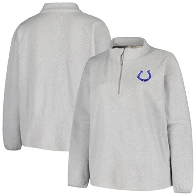 Profile Gray Indianapolis Colts Plus Size Sherpa Quarter-zip Jacket