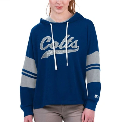 Starter Royal Indianapolis Colts Bump And Run Long Sleeve Hoodie T-shirt