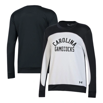 Under Armour Women's  Black, White South Carolina Gamecocks Colourblock Pullover Sweatshirt In Black,white