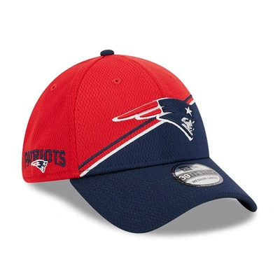 New Era Men's  Red, Navy New England Patriots 2023 Sideline 9forty Adjustable Hat In Red,navy