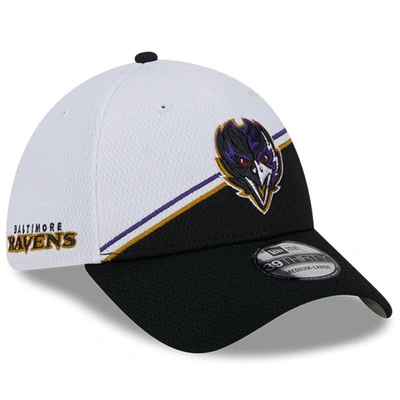 New Era Men's  White, Black Baltimore Ravens 2023 Sideline 9twenty Adjustable Hat In White,black