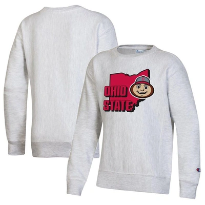 Champion Kids' Youth  Heather Gray Ohio State Buckeyes Reverse Weave Pullover Sweatshirt