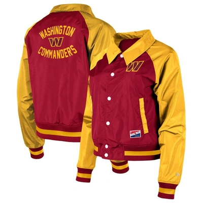 New Era Burgundy Washington Commanders Coaches Raglan Full-snap Jacket