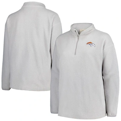 Profile Gray Denver Broncos Plus Size Sherpa Quarter-zip Jacket