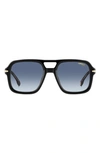Carrera Eyewear 55mm Gradient Square Sunglasses In Str Black/ Blue Shaded