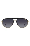 Carrera Eyewear 60mm Aviator Sunglasses In Matte Black Gold/ Grey Shaded