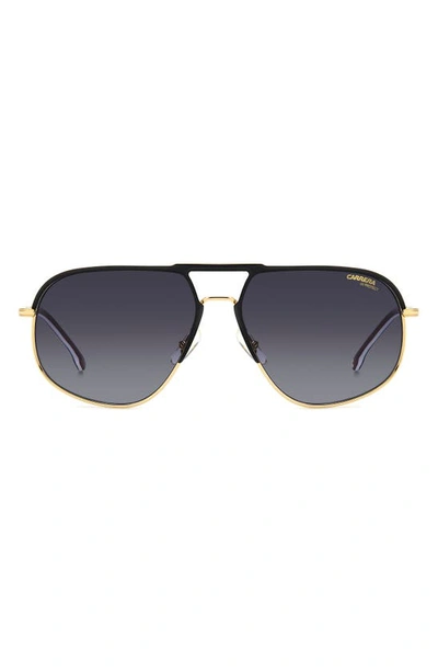 Carrera Eyewear 60mm Aviator Sunglasses In Matte Black Gold/ Grey Shaded