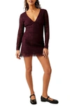 Free People Honey Honey Lace Long Sleeve Minidress In Red