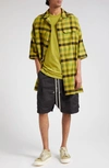 Rick Owens Magnum Tommy Oversize Plaid Wool Button-up Shirt In Acid Plaid