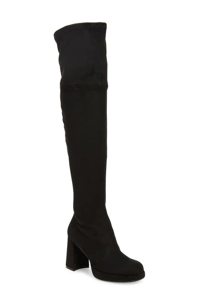 Wonders 5924 Over The Knee Boot In Black Suede/ Stretch Combo