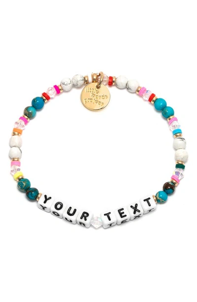 Little Words Project Joyful Custom Beaded Stretch Bracelet In White Multi