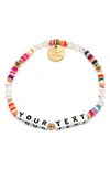 Little Words Project Rainbow Custom Beaded Stretch Bracelet In White/ Rainbow Multi