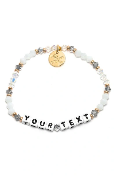 Little Words Project Empire Custom Beaded Stretch Bracelet In White