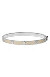 Tory Burch Miller Stud Enamel Hinge Bracelet In Tory Silver / Sand