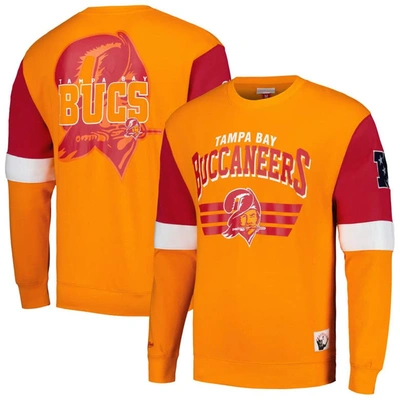 Mitchell & Ness Orange Tampa Bay Buccaneers Gridiron Classics Allover 3.0 Pullover Sweatshirt