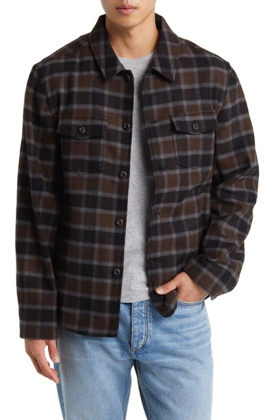 Billy Reid Mo Plaid Wool Blend Shirt Jacket In Olive/ Multi