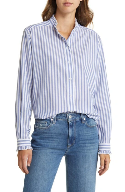 Beachlunchlounge Olivia Ruffle Shirt In Blue Canoe