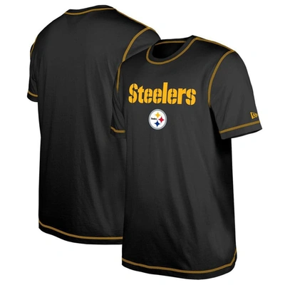 New Era Black Pittsburgh Steelers Third Down Puff Print T-shirt