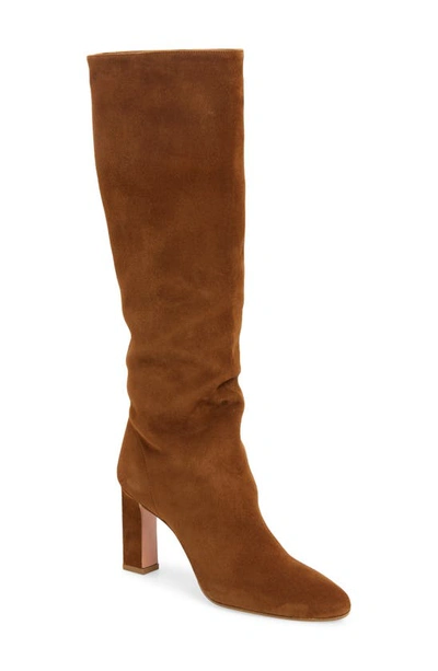 Aquazzura Manzoni Suede Tall Boot In Chestnut