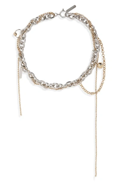 Justine Clenquet Lewis Two-tone Chain Charm Necklace In Palladium Pale Gold