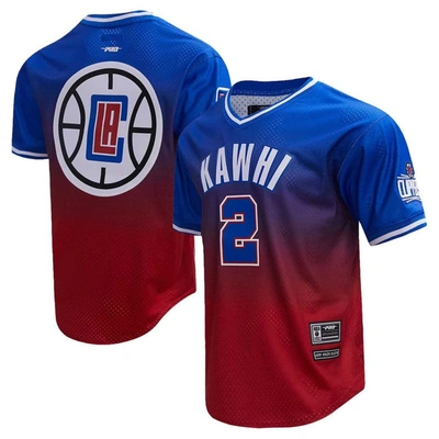 Pro Standard Post Kawhi Leonard Royal/red La Clippers Ombre Name & Number T-shirt In Royal,red