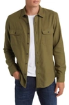 Treasure & Bond Grindle Trim Fit Flannel Button-down Shirt In Green Campsite- Olive Grindle