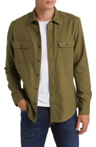Treasure & Bond Grindle Trim Fit Flannel Button-down Shirt In Green Campsite- Olive Grindle