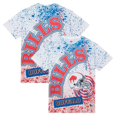 Mitchell & Ness White Buffalo Bills Team Burst Sublimated T-shirt