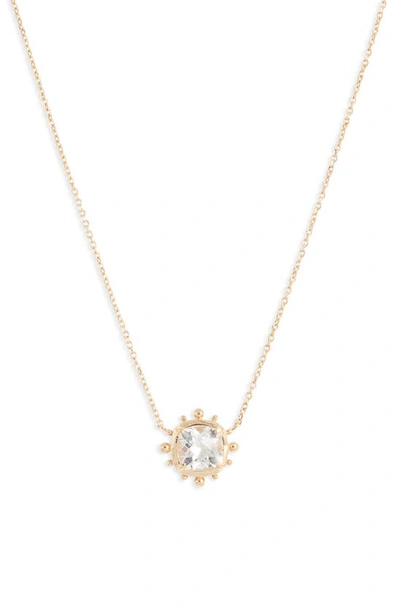 Anzie Dew Drop Avery White Topaz Pendant Necklace In Gold