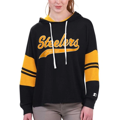 Starter Black Pittsburgh Steelers Bump And Run Long Sleeve Hoodie T-shirt