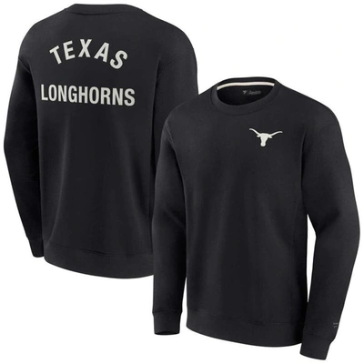 Fanatics Signature Unisex  Black Texas Longhorns Super Soft Pullover Crew Sweatshirt