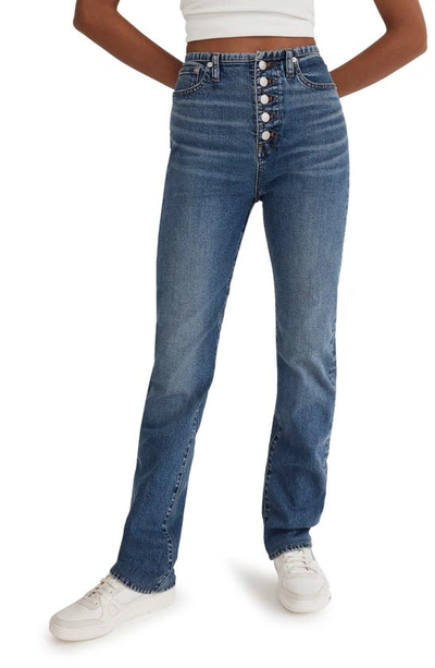 Madewell The '90s Piped Waist Straight Leg Jeans In Liola Wash