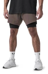 Asrv Tetra-lite™ 7-inch Water Repellent Liner Shorts In Deep Taupe / Black