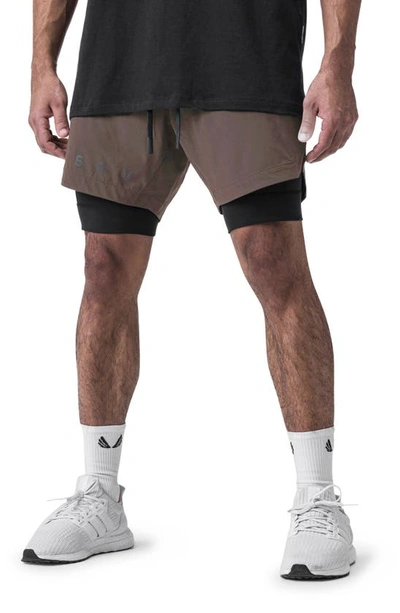 Asrv Tetra-lite™ 7-inch Water Repellent Liner Shorts In Deep Taupe / Black