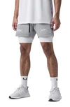 Asrv Treta-lite 2-in-1 Lined Shorts In Slate Grey Bracket/ White