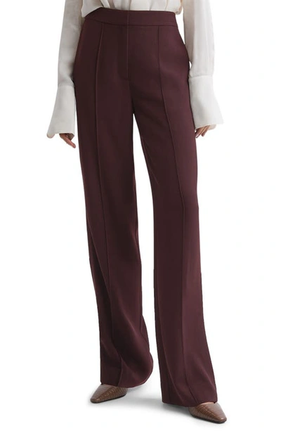 Reiss Womens Burgundy Aleah Wide-leg Woven Trousers