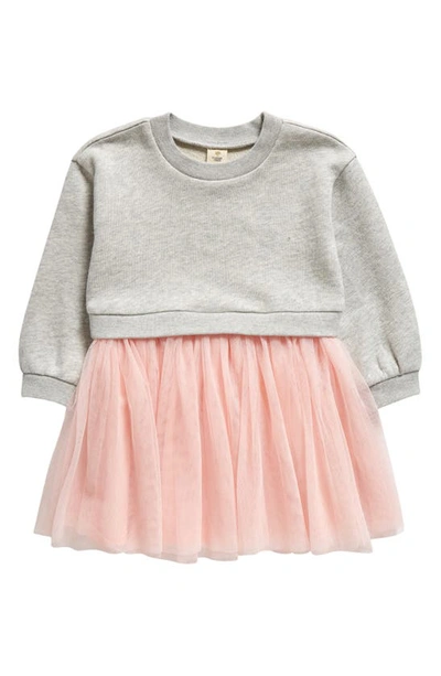 Tucker + Tate Babies' Long Sleeve Tutu Dress In Grey Light Heather- Pink