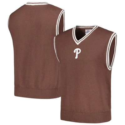 Pleasures Brown Philadelphia Phillies Knit V-neck Pullover Jumper Waistcoat