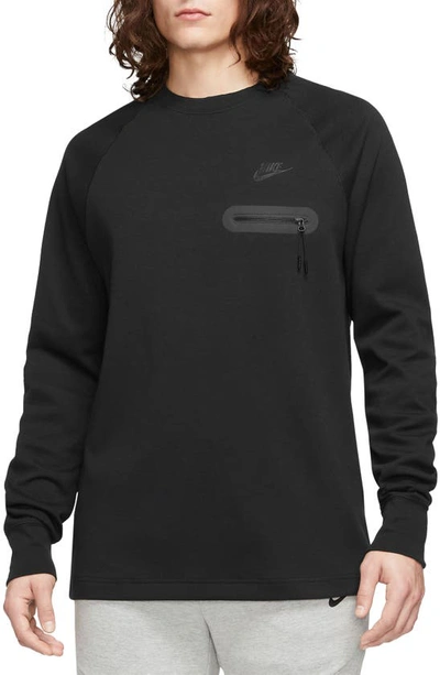 Nike Tech Fleece Long Sleeve Top In Black/black