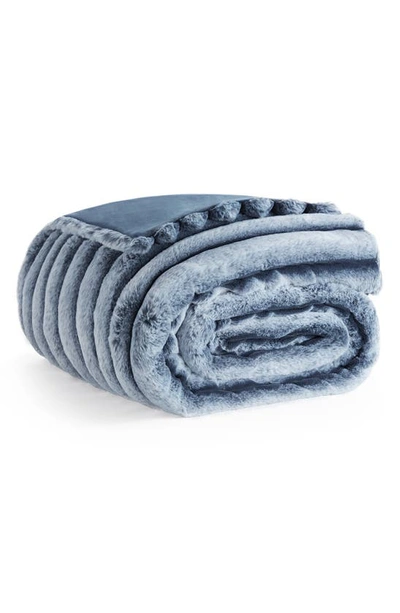 Ugg Channel Quilt Faux Fur Throw Blanket In Cyclone
