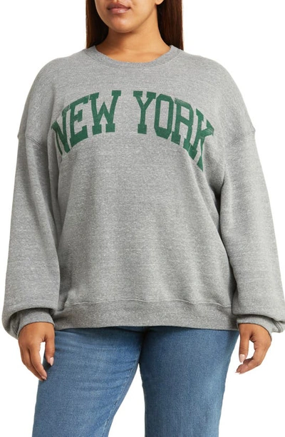 Daydreamer New York Crewneck Cotton Blend Sweatshirt In Heather Grey